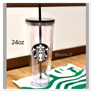 Starbucks Tumbler Venti 24 Oz.Cold Cup Clear Black Siren.