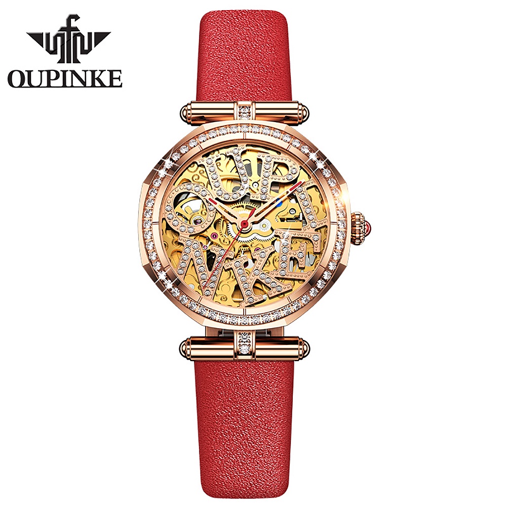 Oupinke 3175l brand Luxury automatic watch rose gold steel case dress