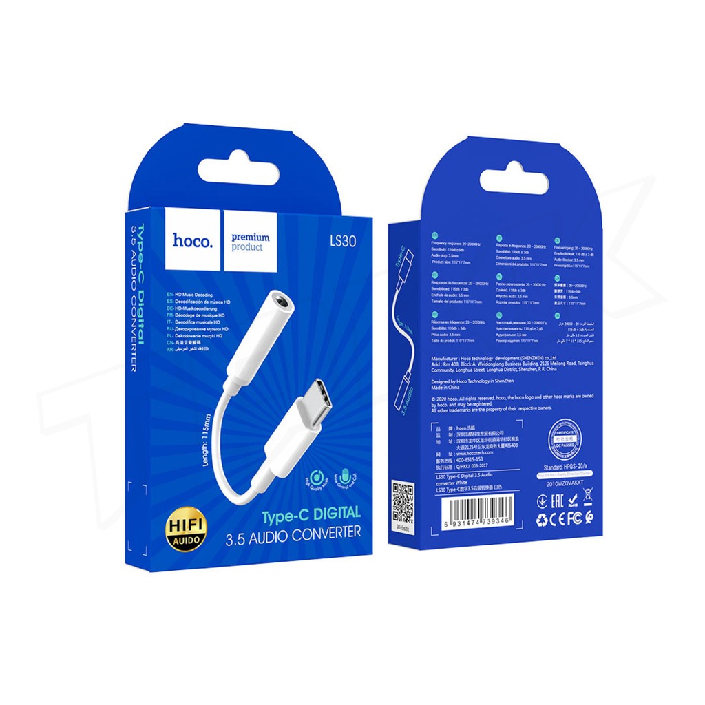 Hoco LS30 / LS35 Type-C To 3.5 mm อุปกรณ์แปลง ช่อง Type-C ให้รองรับ หูฟัง 3.5 mm ตัวแปลง bestboss