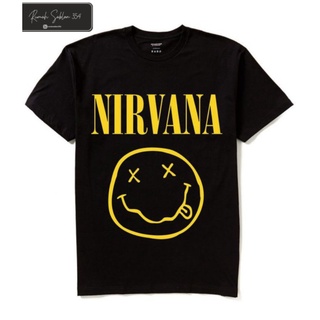 Nirvana เสื้อยืด - โลโก้ยิ้ม / วงร็อคดนตรี เสื้อยืดโลหะ / เสื้อยืดผู้ใหญ่ ผู้ชาย ผู้หญิง &amp; เสื้อผ้าเด็ก / เสื้อยืดแร็ปหวี 30s 24s / เสื้อยืดวินเทจ / NIRVANA เสื้อเด็ก / เสื้อยืดแร็ป ผ้าฝ้ายผสม