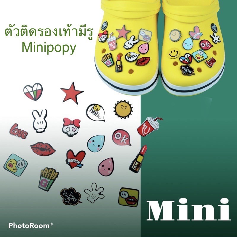 AC👠🤡ตัวติดรองเท้ามีรู แผ่น อคิริค “ มินิไอคอน ” 🌈Shoe Charm “Mini Icon”