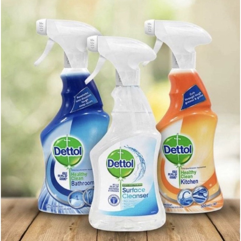 เดทตอล Dettol Healthy Clean Bathroom / Kitchen / Surface Cleanser สเปรย์ฉีดพ่นฆ่าเชื้อโรค 99.9% ขนาด 500 ml