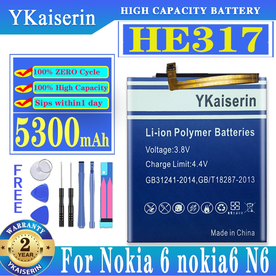 HE317 5300mAh Battery For Nokia 6 Nokia6 N6 TA-1000 TA-1003 TA-1021 TA-1025 TA-1033 TA-1039 HE 317 Phone Batteries Bater