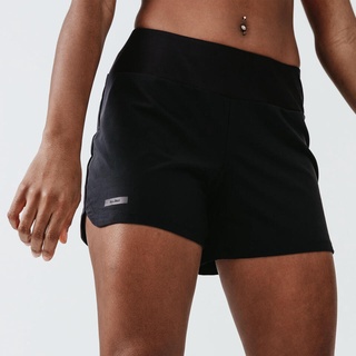 กางเกงขาสั้นผู้หญิงสำหรับใส่วิ่งรุ่น Run Dry KALENJI WOMENS RUNNING SHORTS DRY - BLACK