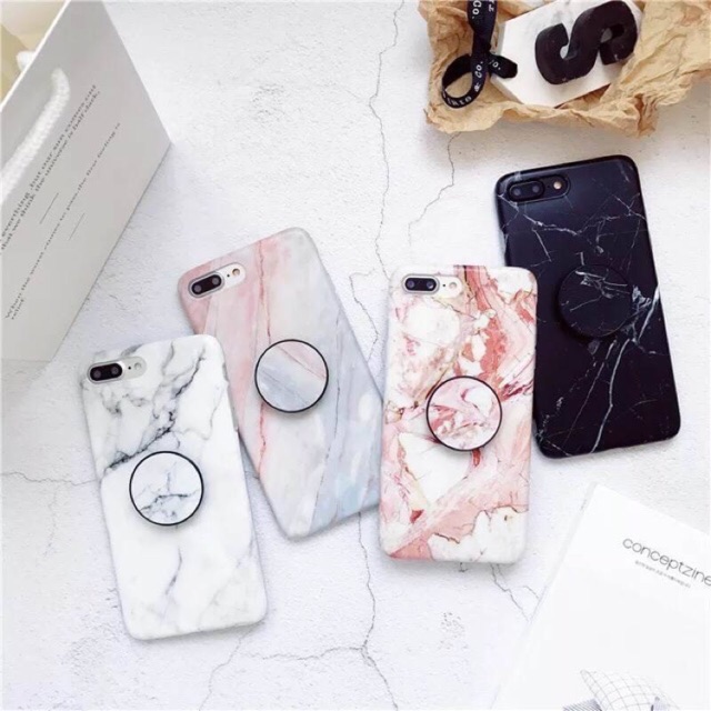 เคสไอโฟน ลายหินอ่อน 4 สี แถมสแตน Case iphone Marble Holder 6,6s,6+,6s+,7,7+,8,8+,X,Xs,Xr,XsMax
