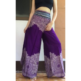 กางเกงขายาวผู้หญิงแฟชั่น กางเกงขาแหวก กางเกงแพนเค้ก Women’s Palazzo Pants Open Leg pants Elephant Pants