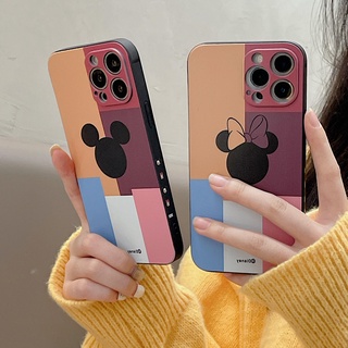 ตีสี การ์ตูน มิกกี้ มินนี่ เคสไอโฟน 13 Pro Max iPhone 12 Pro Max 13mini 12mini 11 Pro Max XS MAX XR XS ไอโฟน7พลัส 6 Plus Case ใหม่ ขอบตรง ลวดลาย TPU นุ่ม เคส