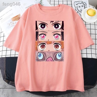 ✹✣♨ผู้หญิงพิมพ์เสื้อ T Anime Demon Eyes ฤดูร้อน Breathable Top 2021 Hip Hop ขนาดใหญ่แขนสั้น Vinta