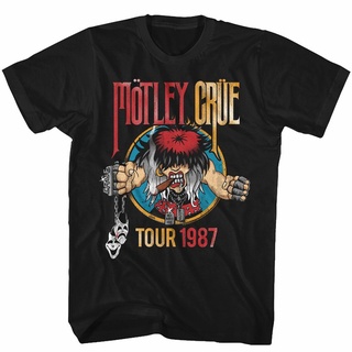 T-shirt  เสื้อยืด ลาย Motley Crue Tour 1987 สีดํา สําหรับผู้ใหญ่S-5XL