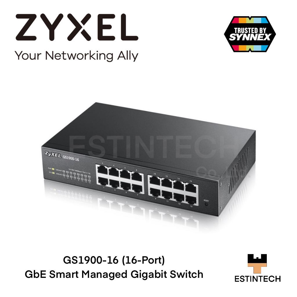 Switch (สวิตช์) Zyxel GS1900-16 (16-Port) GbE Smart Managed Gigabit Switch ของใหม่ประกัน 3ปี