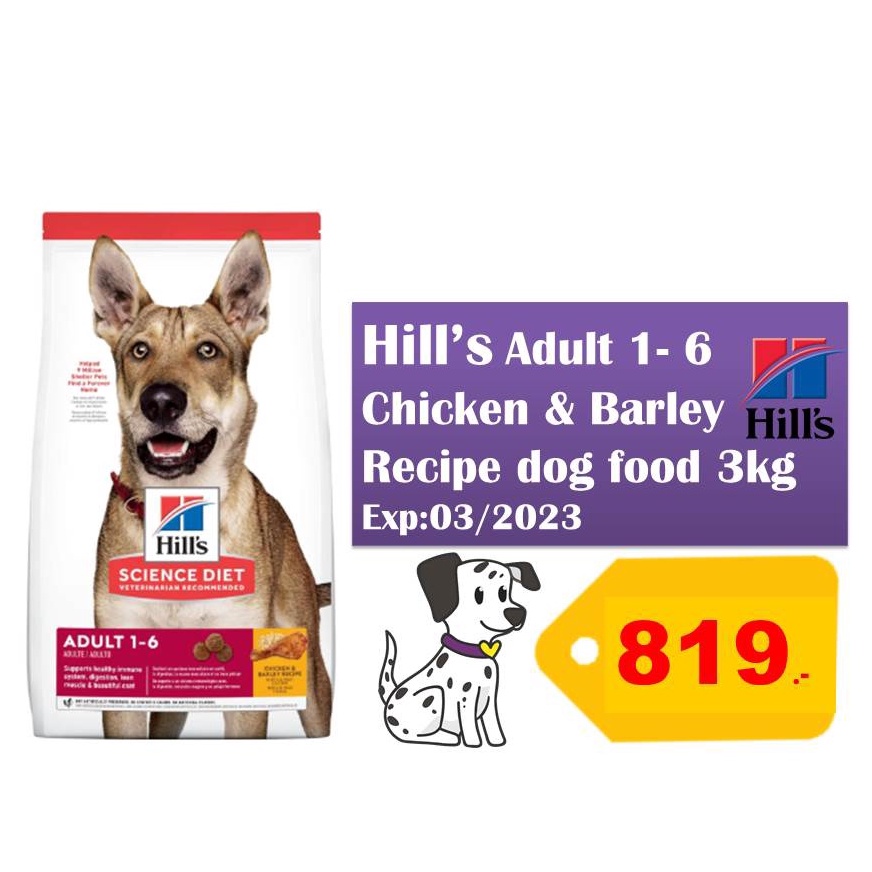 Hills Adult 1 6 Chicken Barley Recipe dog food 3kg Exp032023