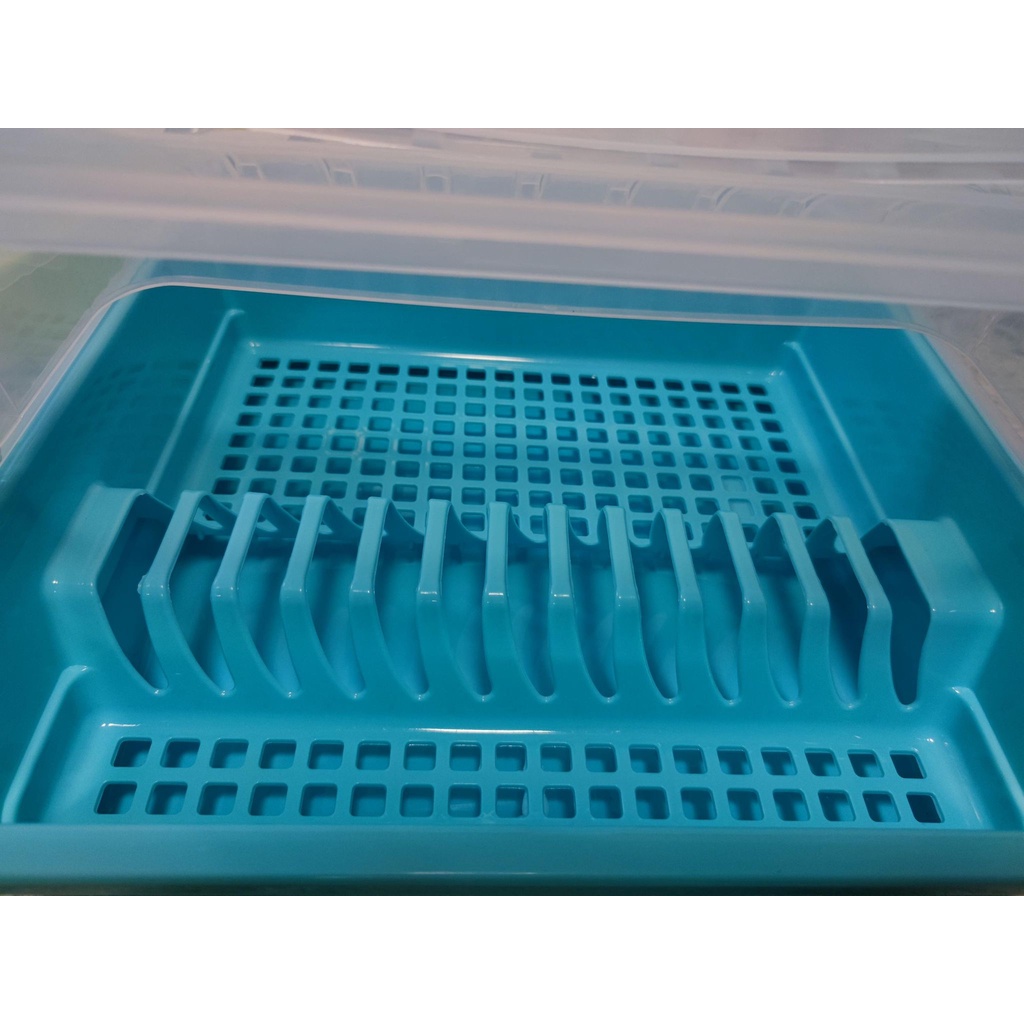 ที่คว่ำจานพลาสติก ที่วางจาน ที่คว่ำจาน มีฝาปิด ขนาดใหญ่ มีฐานรองน้ำ มี3สี พลาสติกเกรด Aหนา - รูปที่ 4