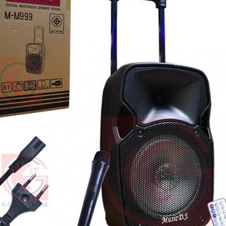 Music D.J. M-M999+Bluetooth/USB/SD CARD/FM/Mic ลำโพงตั้งพื้น/เคลื่อนที่/ร้องเพลง ดอก8นิ้ว รับประกันศูนย์