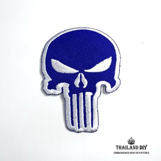 [ พร้อมส่ง ] ตัวรีดติดเสื้อ ทหาร หัวกระโหลก น้ำเงิน หน่วยรบพิเศษ Punisher Skull Patch งานปัก DIY ตัวรีด อาร์ม ติดเสื้อ