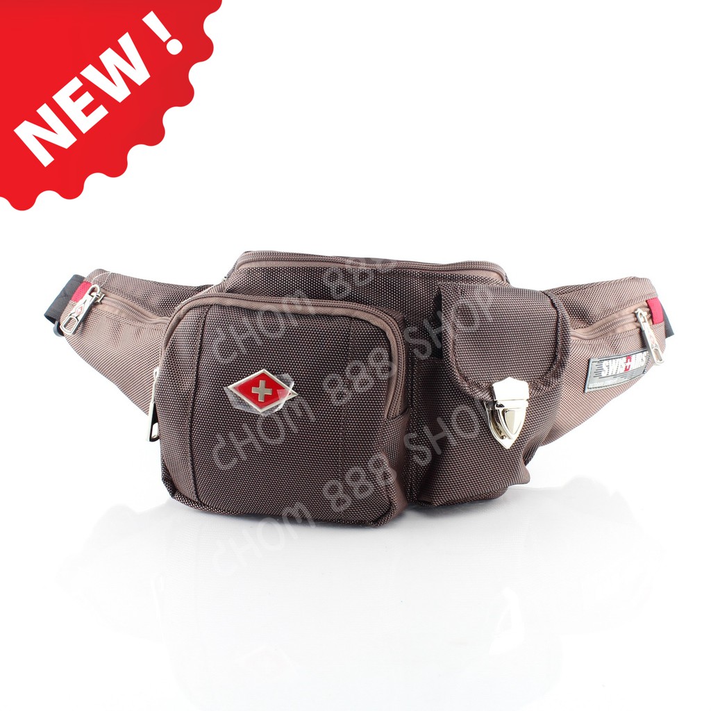 Chom888shop SwissAirsกระเป๋าคาดเอว/คาดอกรุ่นKS-511/Coffee ของแท้ 100% (Warranty leafletถูกต้องตามกฎห