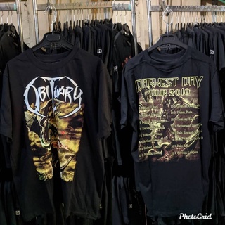 เสื้อยืดผ้าฝ้ายพิมพ์ลายขายดี เสื้อยืด พิมพ์ลาย Obituary BAND 1