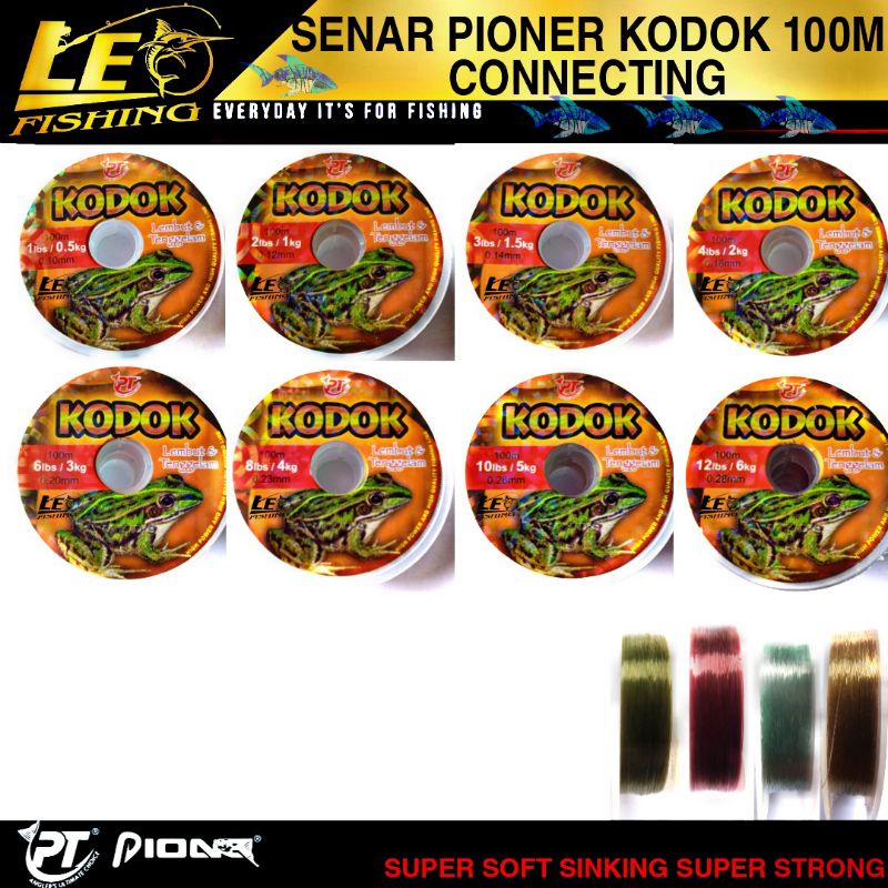 HIJAU PIONER กบ STRING 100M ขนาด 1LB 2LB 3LB 4LB 5LB 6LB 8LB 10LB 12LB 15LB 20LB 25LB 30LB สี CLEAR 