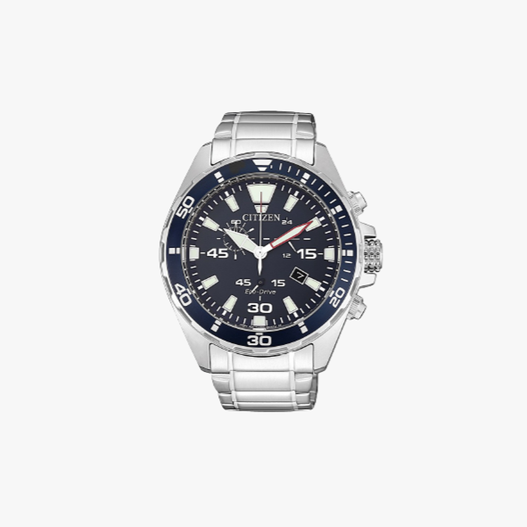 [ประกันร้าน] CITIZEN นาฬิกาข้อมือผู้ชาย รุ่น Eco-Drive Marine Blue Dial Silver รุ่น AT2431-87L