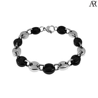 ANGELINO RUFOLO Bracelet ดีไซน์ Button Chain สร้อยข้อมือผู้ชาย Stainless Steel 316L(สแตนเลสสตีล)คุณภาพเยี่ยม สีเงิน/สีดำ