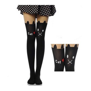 SZ274 ถุงน่องเต็มตัวลายอักษรcat