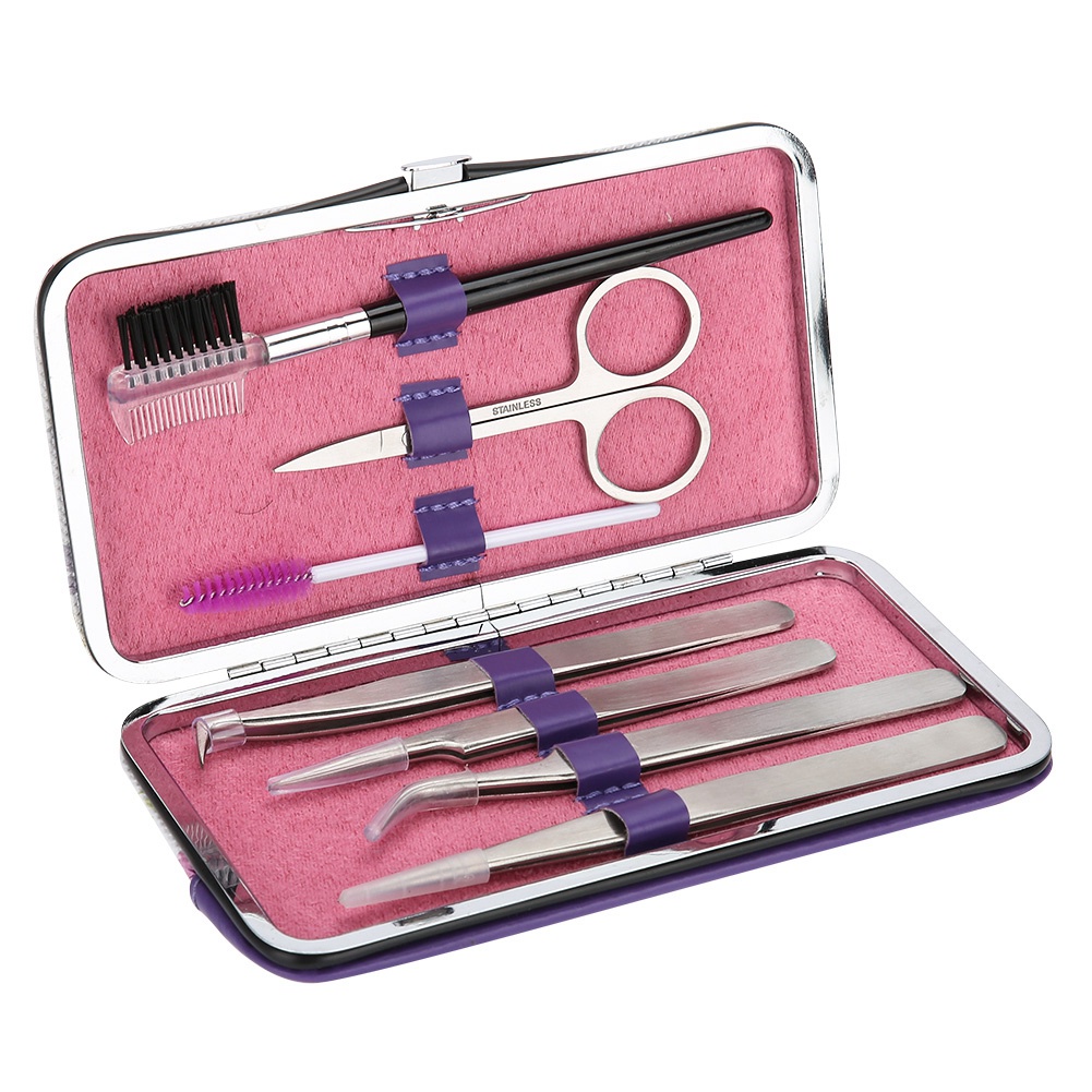 7pcs Eyebrow Tweezers Scissors Set Eyebrow Scissors and Fake Eyelashes