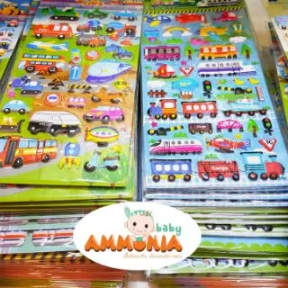 สติ๊กเกอร์อัดนูน3D รถยานพาหนะ(50ลาย)สำหรับเด็ก น่ารัก