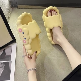 🍓EnJoy🍓 พร้อมส่ง (LT-Cloud)รองเท้าแตะมินิมอลส้นหนา ลายเมฆ ใส่ได้ทั้งผู้ชายผู้หญิง กันน้ำกันลื้น