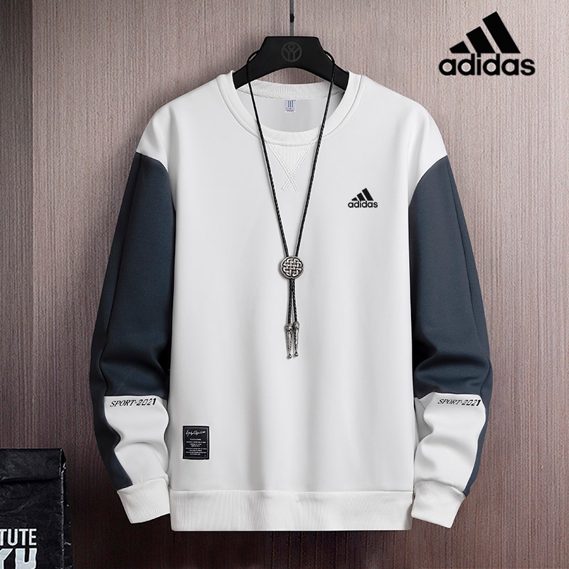 Adidas ของแท้ 100% เสื้อกันหนาวลําลอง คอกลม แขนยาว แบบสวมหัว แฟชั่นสําหรับผู้ชาย และผู้หญิง