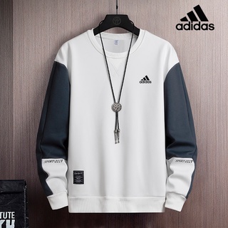 Adidas ของแท้ 100% เสื้อกันหนาวลําลอง คอกลม แขนยาว แบบสวมหัว แฟชั่นสําหรับผู้ชาย และผู้หญิง