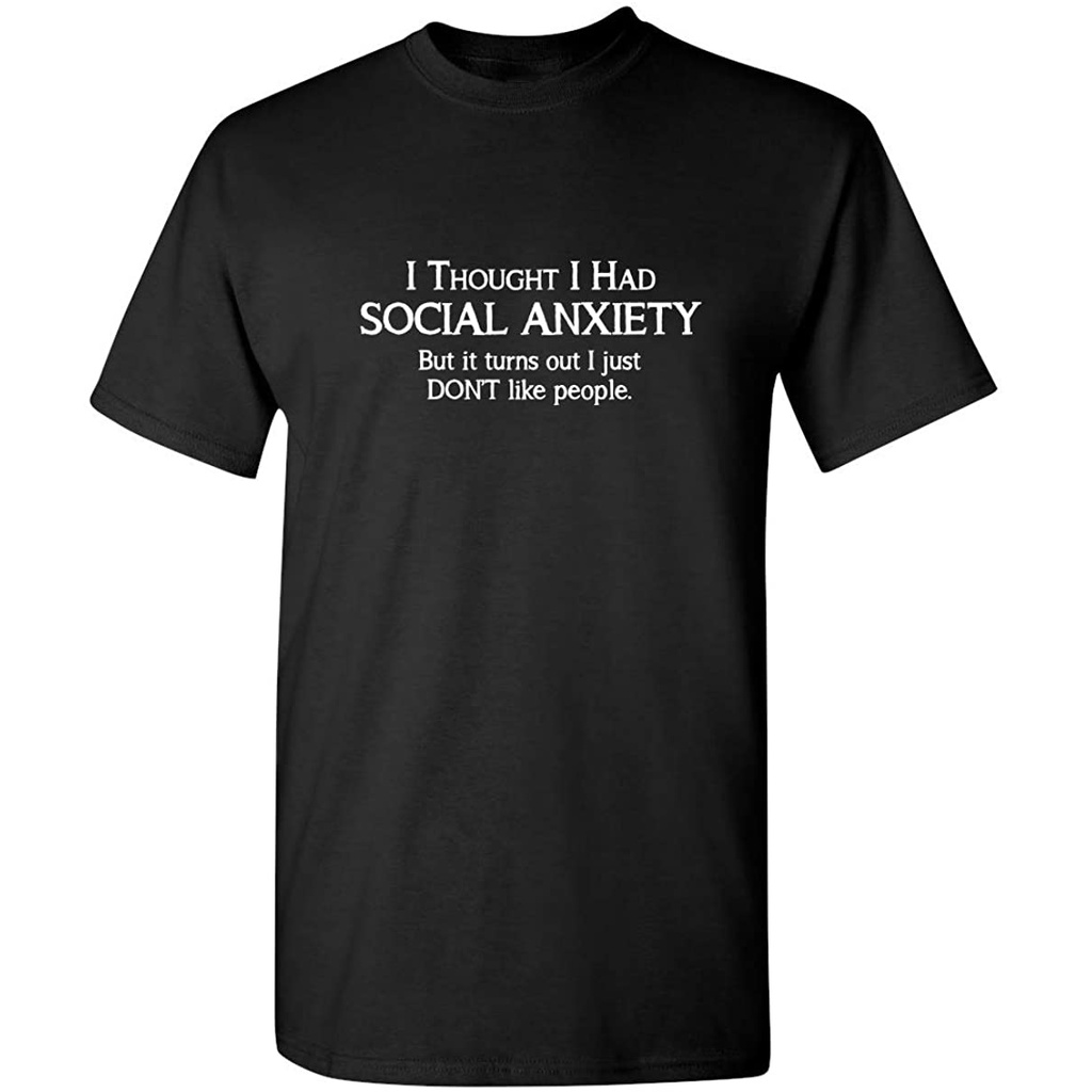 เสื้อยืดแขนสั้น ผ้าฝ้าย พิมพ์ลายกราฟฟิค Social Anxiety Like แฟชั่นฤดูร้อน สําหรับผู้ชาย