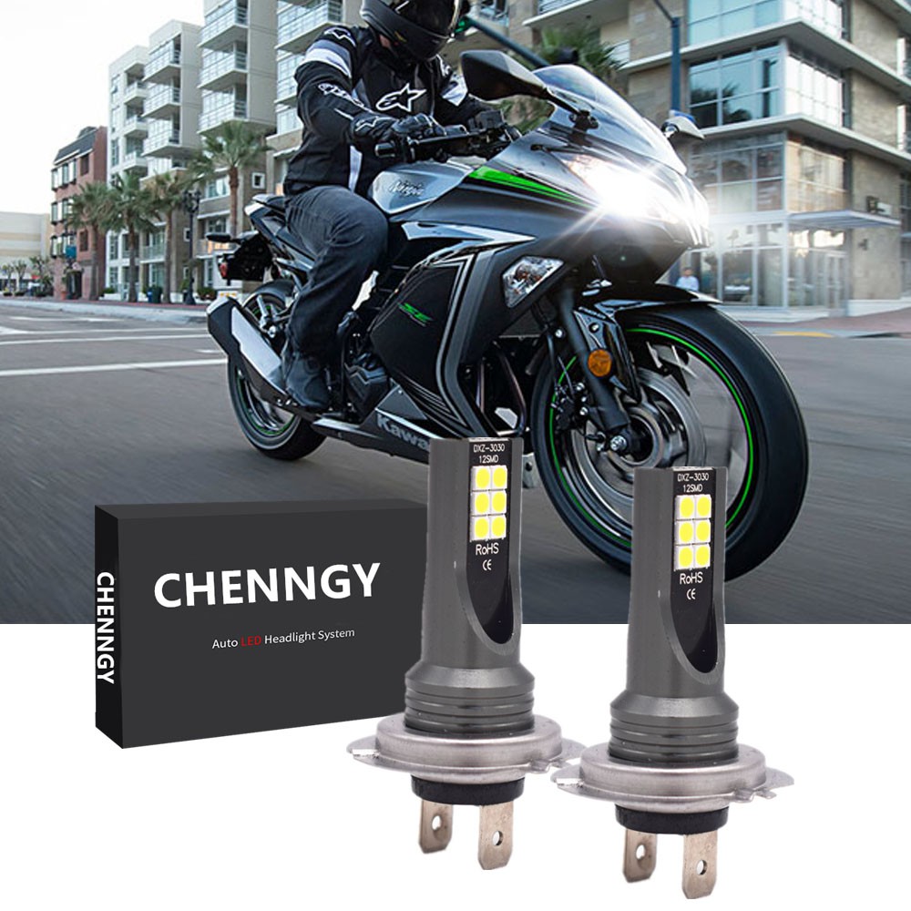 2PC LED ไฟหน้าไฟหน้า H7 6000K ชุดแปลงสําหรับ Kawasaki Ninja 1000 650 300 2011-2015 ZX10R ZX6R 2003 2004-2016
