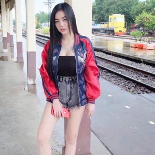 #ราคา390.-  📣เสื้อแจ็คเก็ต ลายปักหน้าหลัง 🌡มี4สี 👙ยาว 24 อก 44ฟรีไซด์