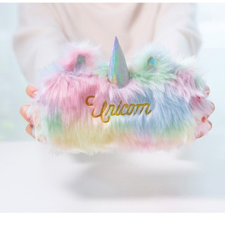 พร้อมส่ง 🦄Bentoy กระเป๋ายูนิคอร์นขนฟูมีหูมีเขาโฮโลแกรม ใส่ดินสอ เครื่องสำอางค์