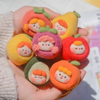 [พร้อมส่ง] ชุดปักขนแกะ DIY พวงกุญแจปักใยขนแกะ Felt ลายผลไม้น่ารัก มีอุปกรณ์ปักให้ พร้อมห่วงพวงกุญแจ