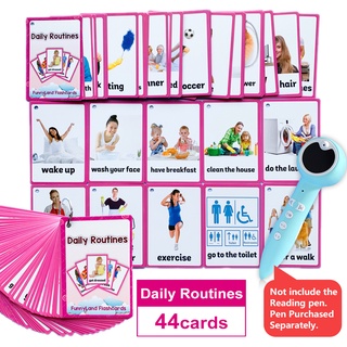 45Pcs Daily Routines Cognitive Card Learn English Word Literacy Game Education Kid Toy Smart Reading Pen