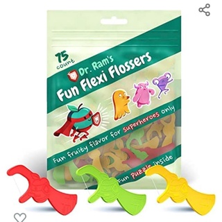 🇺🇸 Dr. Rams Kids Flossers - Fun Flexi Flossers - Kids Floss with Interactive Educational Puzzle - Gum-Friendly(75-Pack)