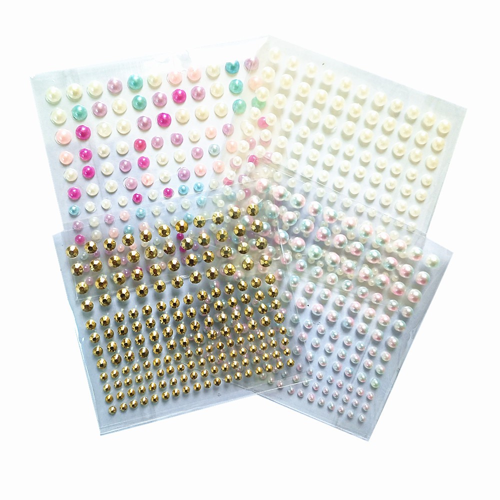 4 มม.5 มม.6 มม.มุกเดี่ยว Self-กาว Rhinestones Flatback สติกเกอร์ Face Body DIY เล็บสติกเกอร์สมุดภาพสติกเกอร์ตกแต่งมือถือ 3D Tattoo สติกเกอร์