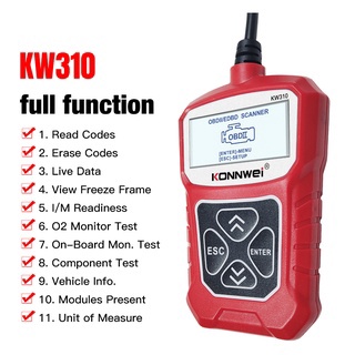 Kw310 เครื่องตรวจจับความผิดพลาด EOBD2 สามารถอ่านโค้ดได้ Elm327 MS509