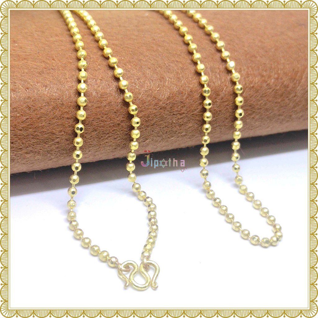 Jipatha DIY สร้อยคอทองเหลืองแท้ สร้อยคอลายเม็ดไข่ปลา ตัดลาย ขนาด 2.5 มม งานทองเหลืองแท้ ไม่ลอก ลายสร