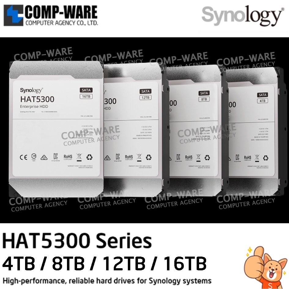 Synology 3.5” Enterprise-Grade SATA HDD designed for Synology NAS, 7200rpm (5Y warranty) HAT5300 Ser