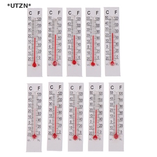 [[UTZN]] 10 Pcs 5cmX1.1cm Miniature Paper Cardboard Thermometer Indoor -20-50 Celsius [Hot