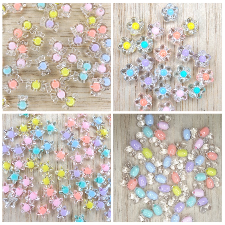 ลูกปัดสอดไส้สี ลูกปัดดาว ลูกปัดดอกไม้ ลูกปัดท็อปฟี่ สำหรับงาน DIY ต่างๆ งานร้อยลูกปัด งานประดิษฐ์ต่างๆ