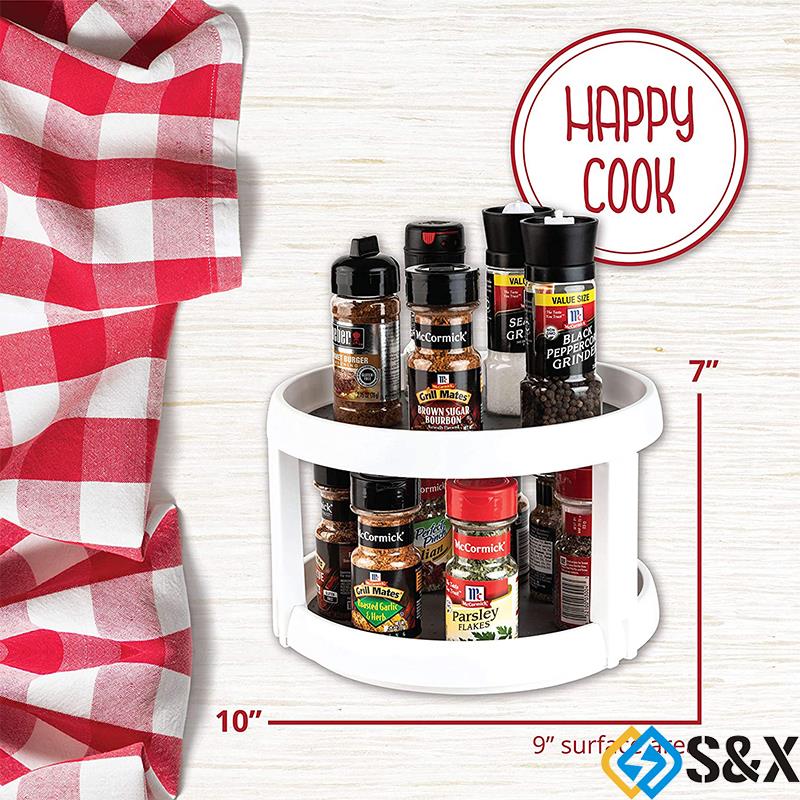 [Ready strock] Kitchen Double layer 360° Rotating Spice Storage Rack ...