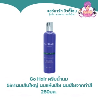 GO HAIR Extra Milk Hair Treatment 250ML. ครีมน้ำนม 5in1ผมเส้นใหญ่ ครีมนวดผม ผมแห้งเสีย ผมเสียจากทำสี