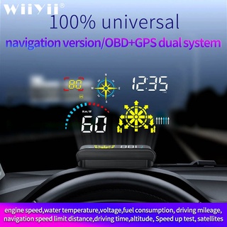 Geyiren Q10 เครื่องวัดอุณหภูมิน้ําอิเล็กทรอนิกส์ HUD OBD RPM สําหรับรถยนต์