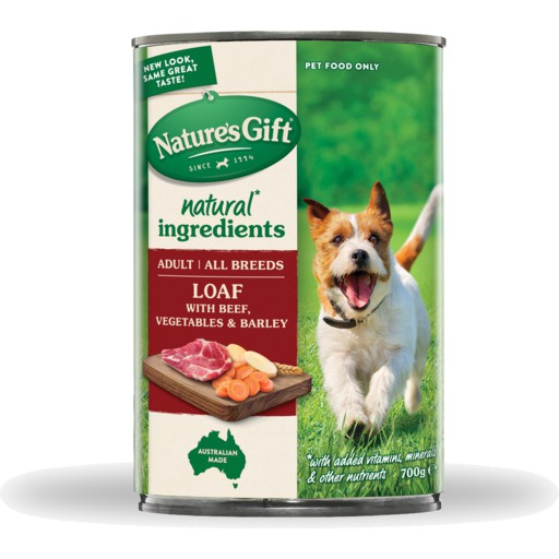 Nature's Gift อาหารสุนัขกระป๋อง สูตรเนื้อวัวออสเตรเลีย Beef Barley and Vegetable 700 g. x 12 กระป๋อง