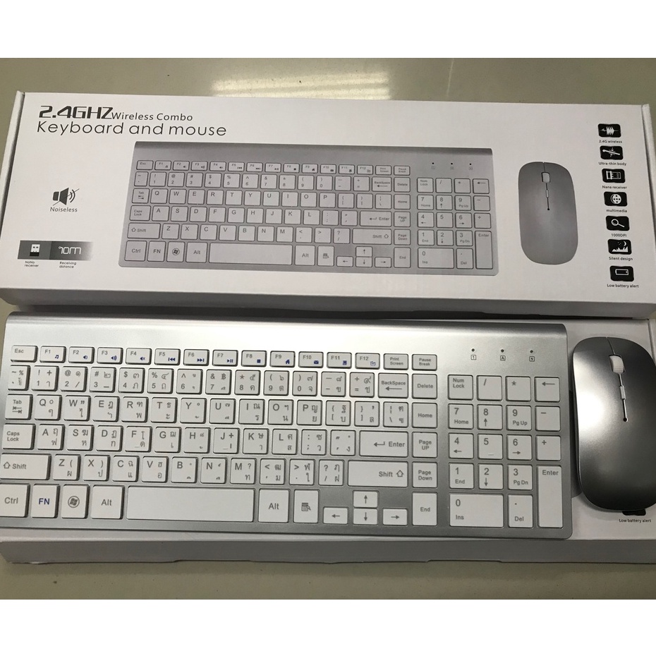 ชุดคีย์บอร์ดเมาส์ไร้สาย Keyboard&Mouse Wireless Ultra Thin Combo แป้นพิมพ์ภาษาไทย/อังฤกษ รูปที่ 8