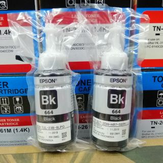 หมึกแท้ EPSON T664100 BK สีดำ แพ็คคู่ จำนวน 2 ขวด****ไม่มีกล่อง****