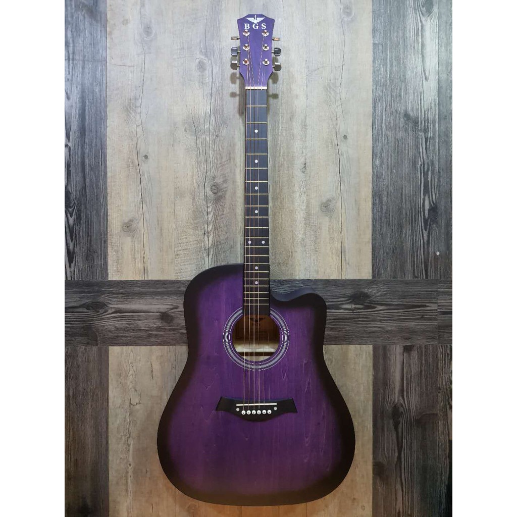 Bgs D-41-EQ กีตาร์อะคูสติก AC สีม่วง 41 นิ้ว พร้อมปิ๊กอัพ EQ เชื่อมต่อกับแอมป์ ก้านเหล็กคอ Gibson Fe
