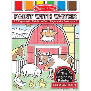 [SALE 20แผ่นมีแป้นสี] รุ่น 4165  ชุดระบายมี สีแป้นสีทุกหน้า non-toxic รุ่นฟาร์ม Melissa and Doug Paint With Water - Farm Animals